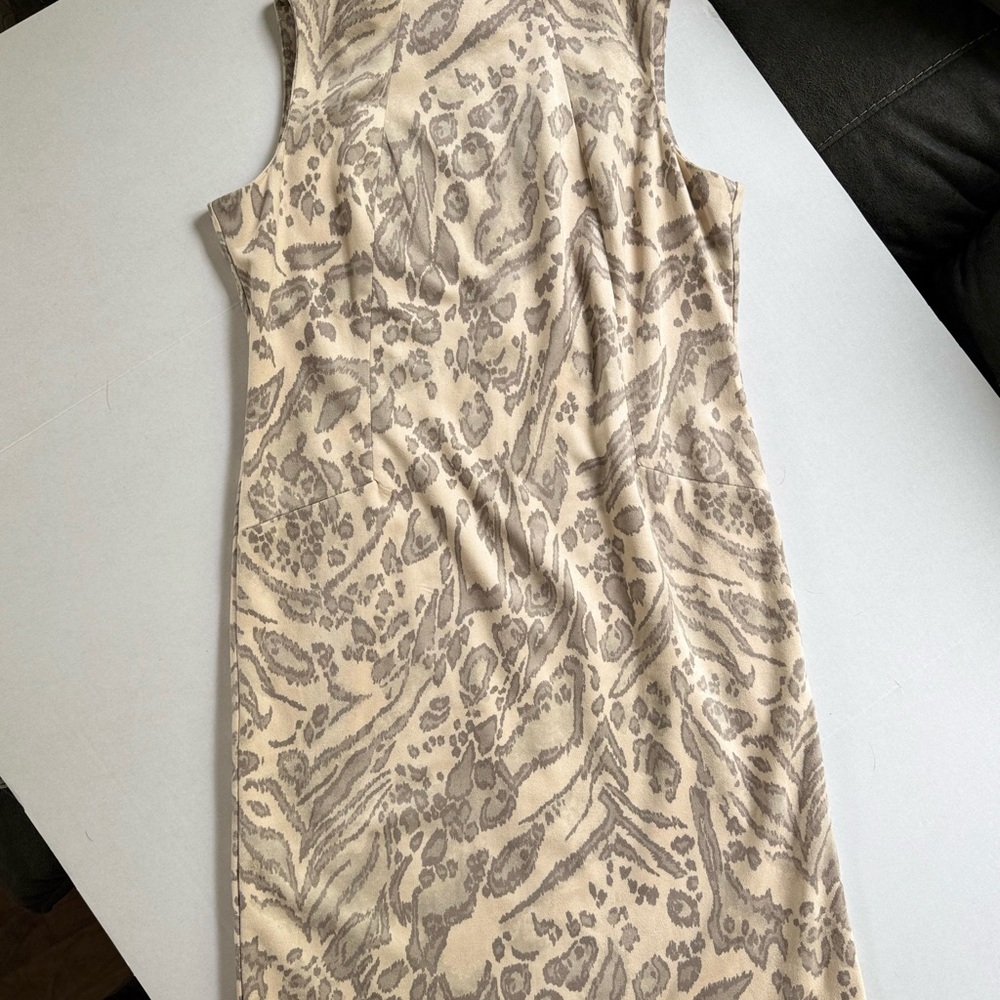 J Mclaughlin Women’s Xl Chic Beige Patterned Midi… - image 1